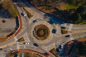 aerial view of a roundabout